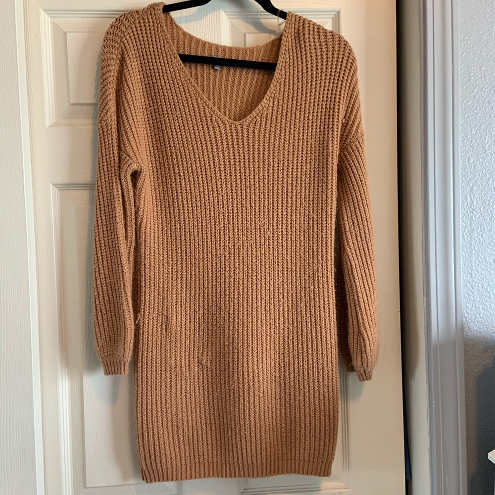 Brown sweater dress